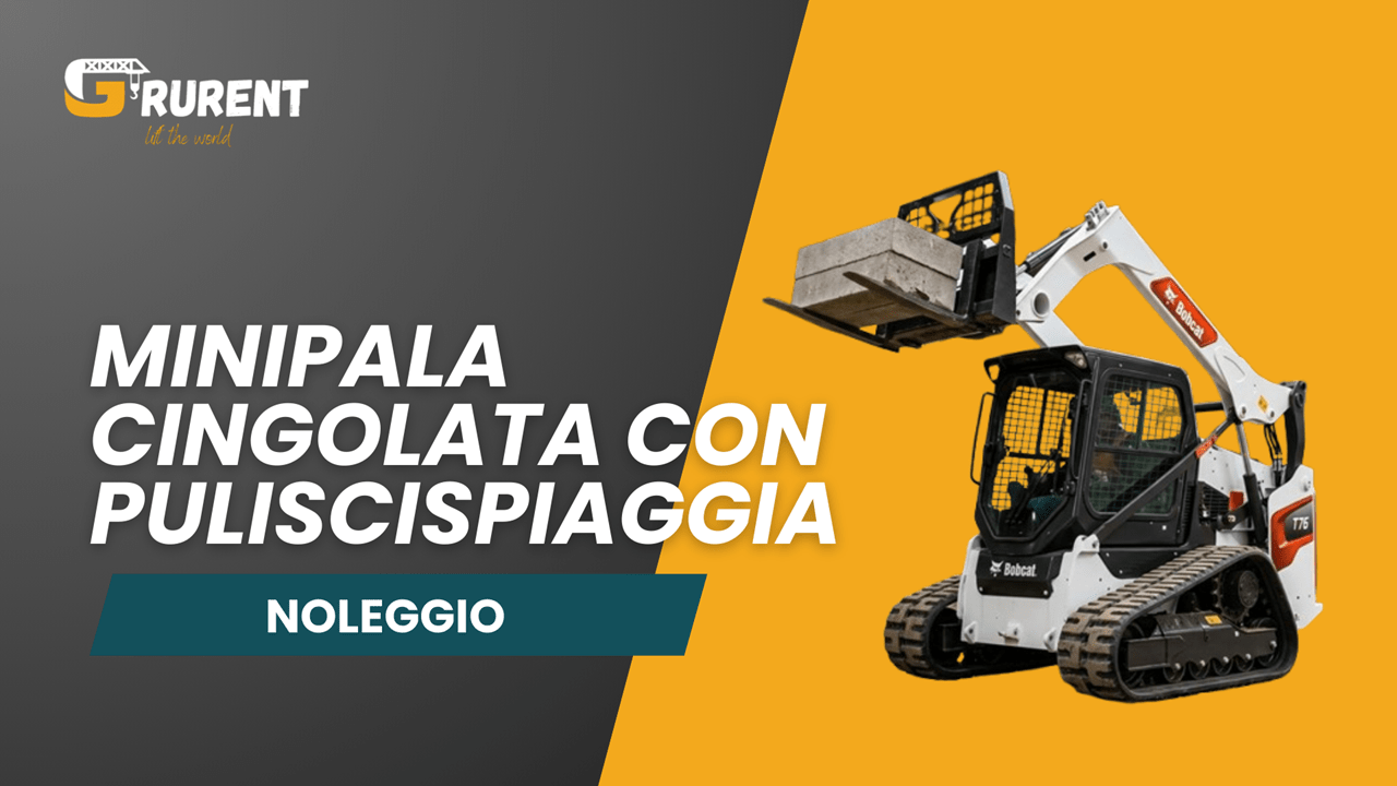 Noleggio minipala cingolata con puliscispiaggia