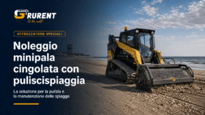 Minipala cingolata con puliscispiaggia su una spiaggia