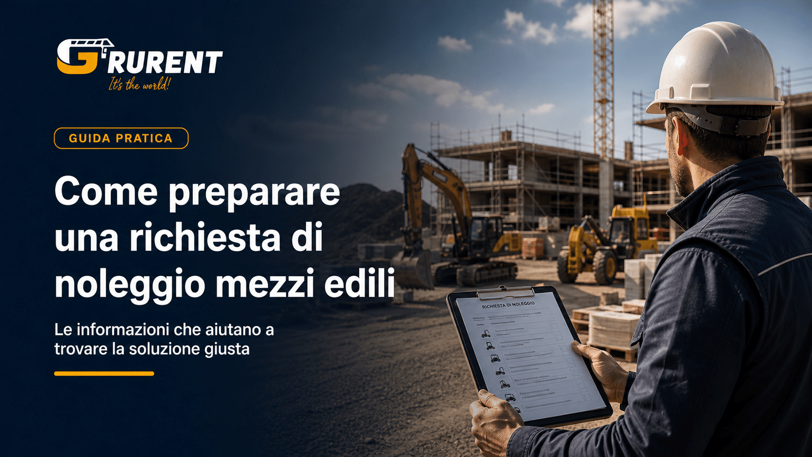 Responsabile di cantiere prepara una richiesta di noleggio mezzi edili